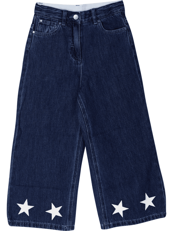 Jeans mit Stern-Stickereien Dunkelblau