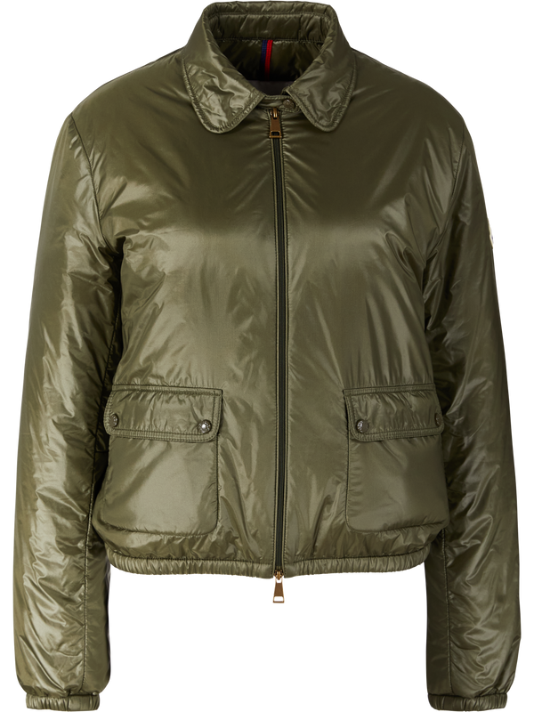 'Lanset' short down shirt jacket, olive green