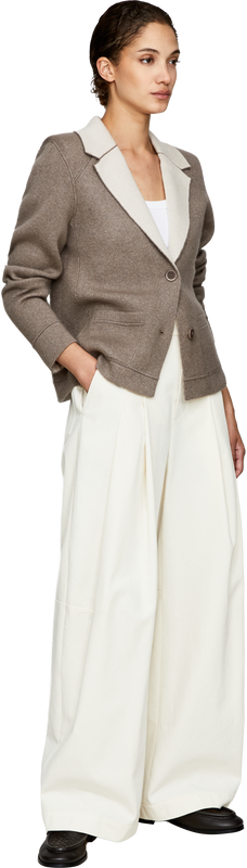 'Davita' Cashmere and Silk Blazer – Taupe/Alabaster