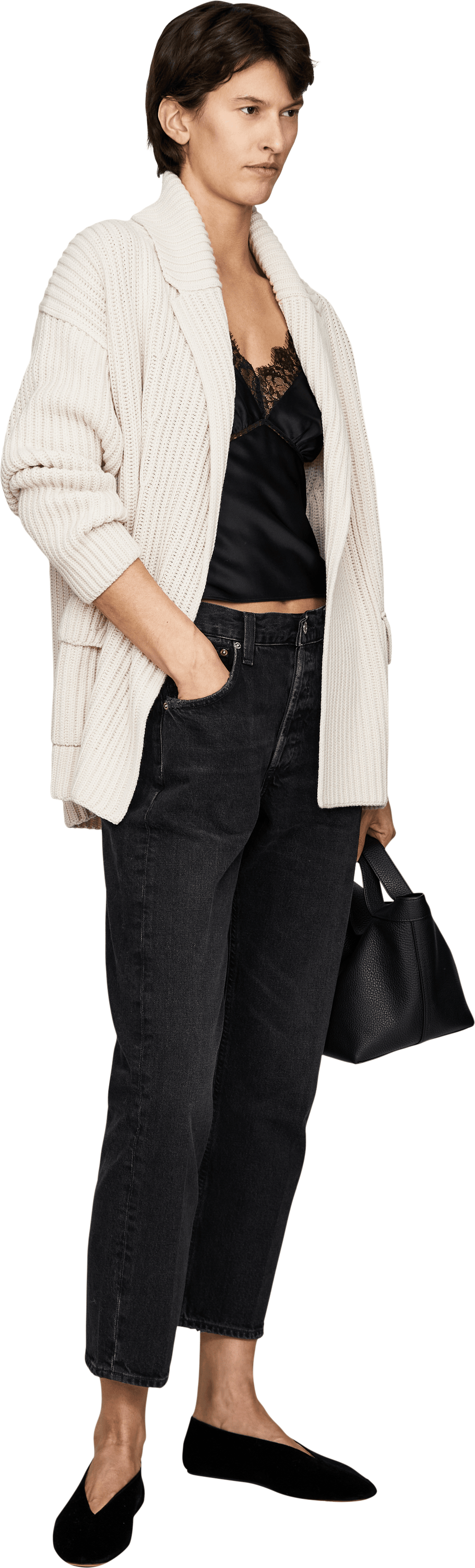 Iris von Arnim 'Panea' Alabaster cashmere cardigan, Modelview – UNGER.DE