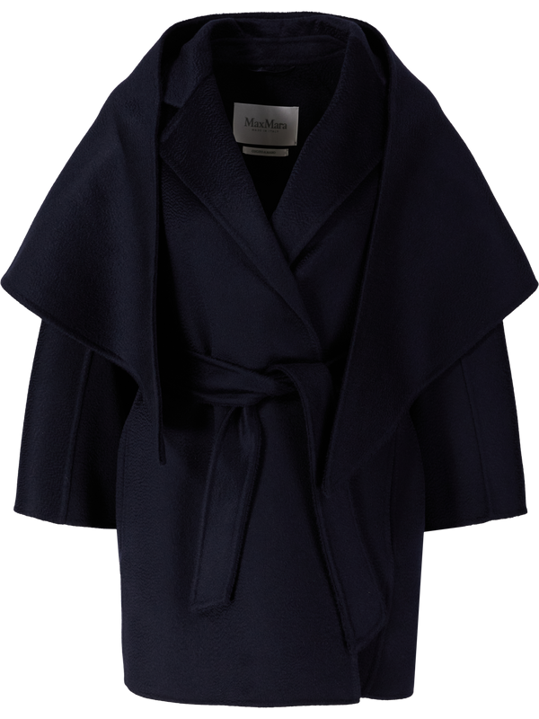 Kurzer Cashmere-Mantel 'Detto' mit Stola Marineblau 