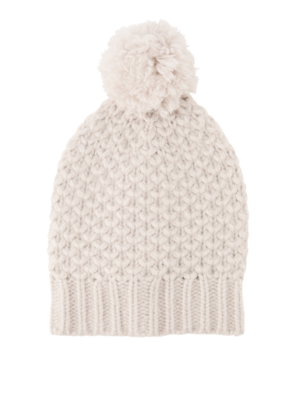 Cashmere-Seidenmütze 'Allira' mit Bommel Gravel