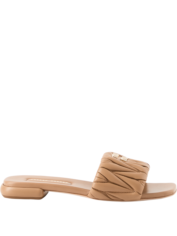 Mule sandals matelassé nappa leather light brown