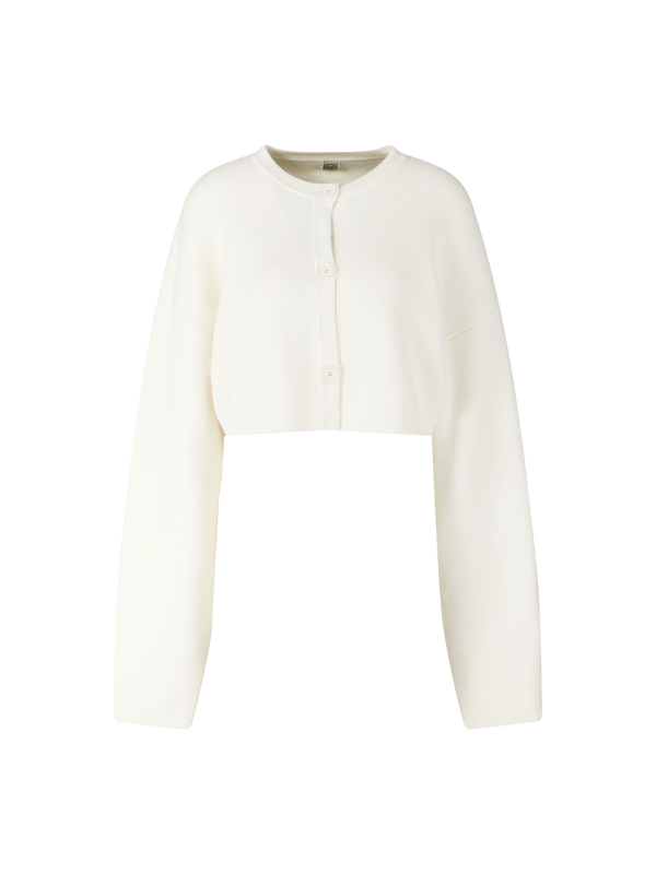 Cropped Oversize Strickjacke Crème