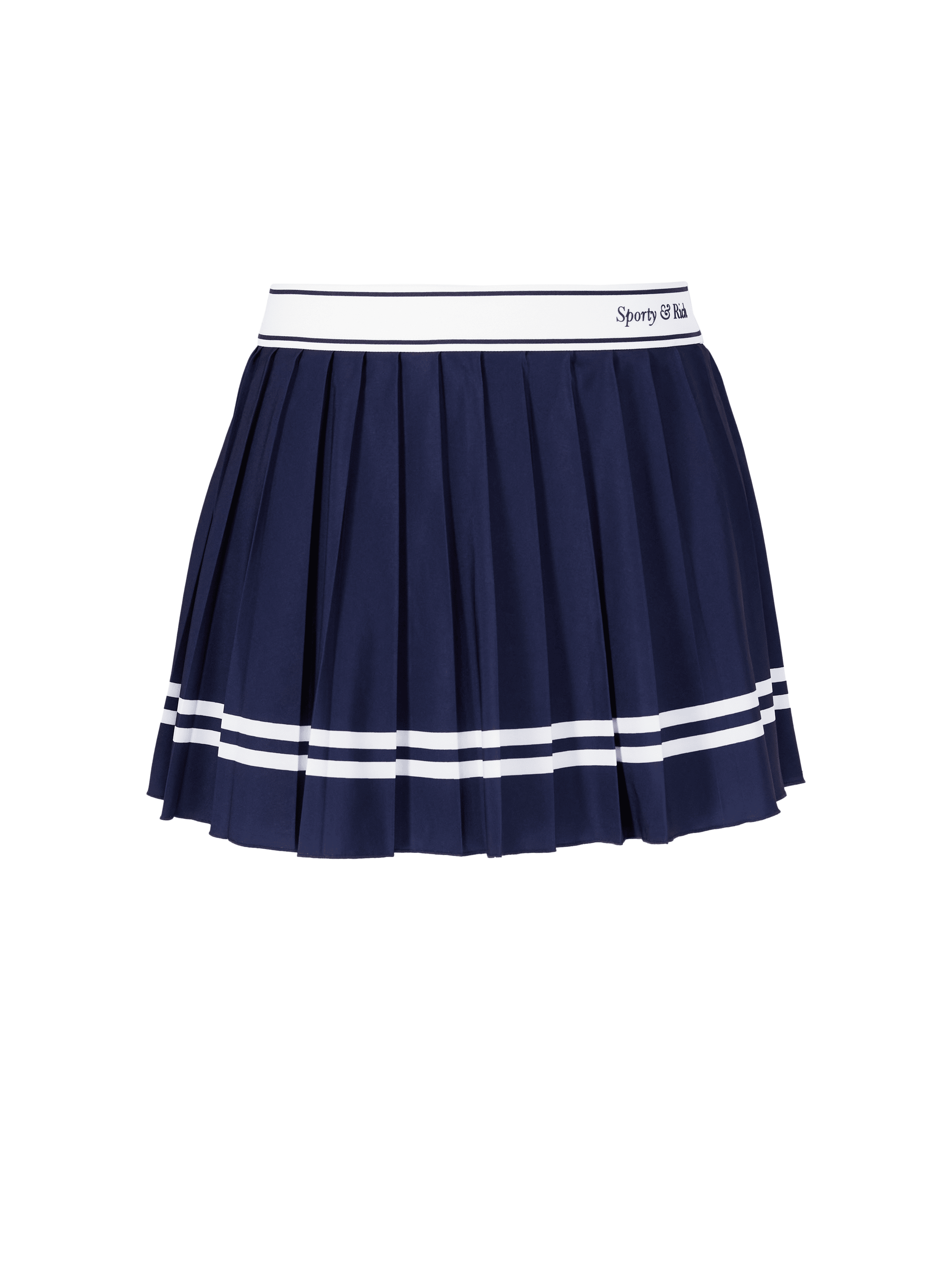 Plisseerock mit kursivem Logo Marineblau