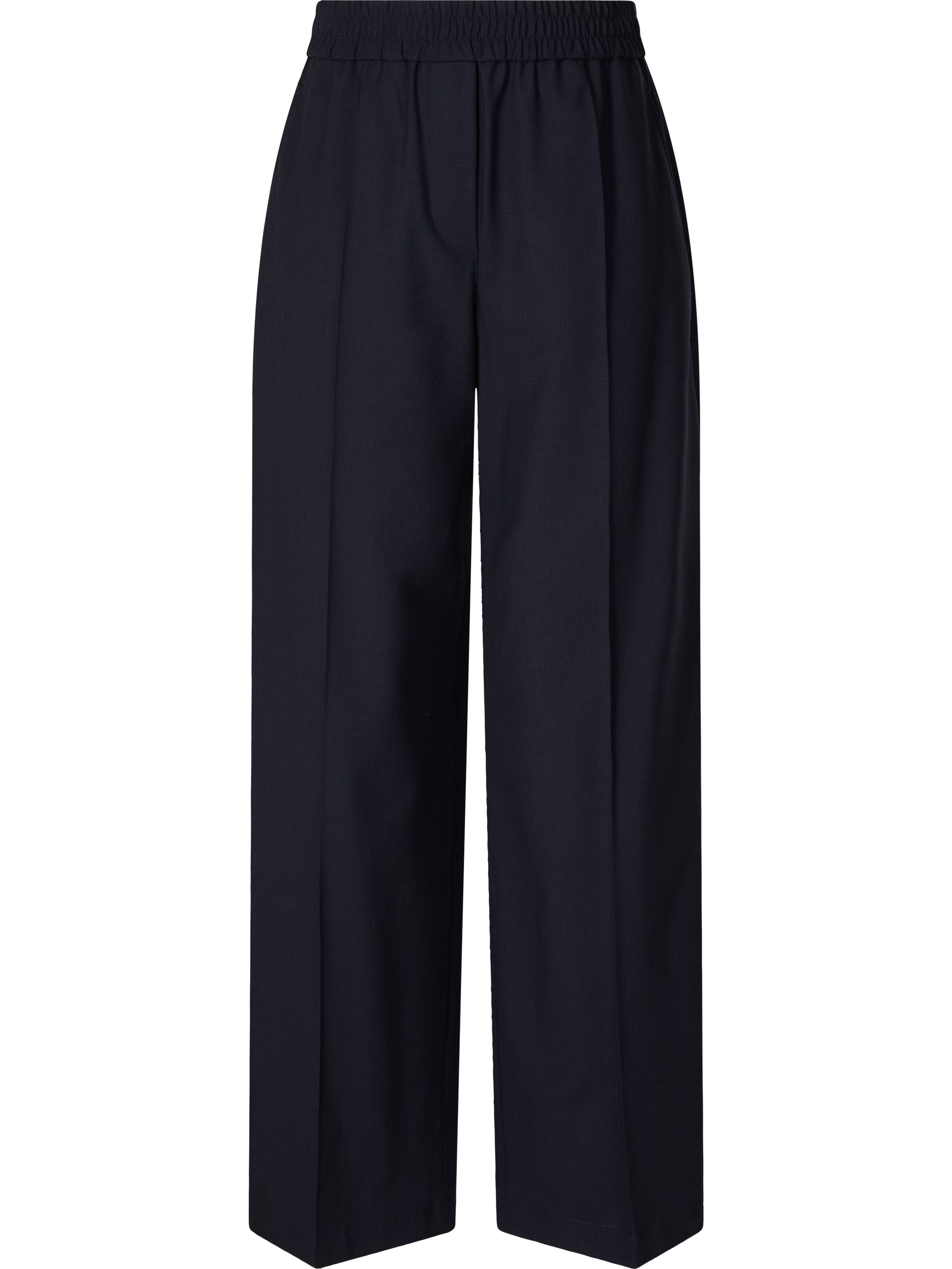 Wool trousers with pleats navy blue