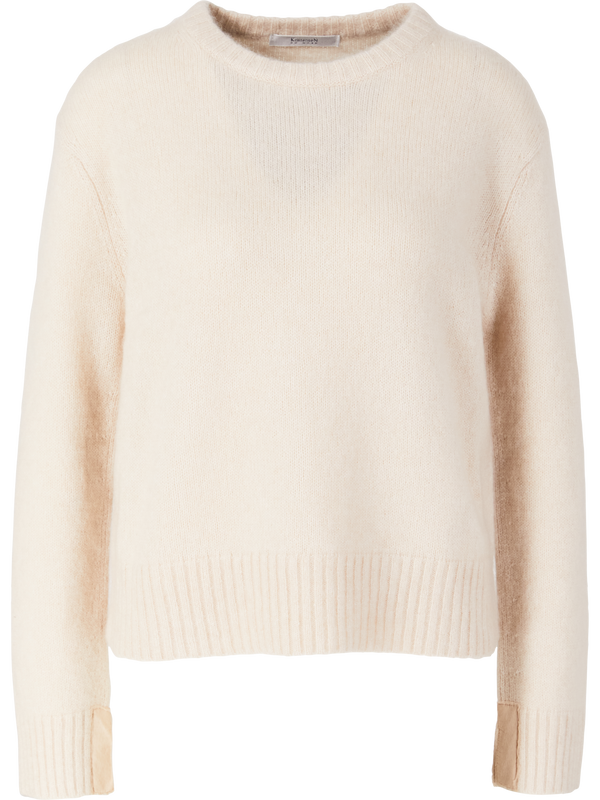 Beige cashmere jumper with a round neckline