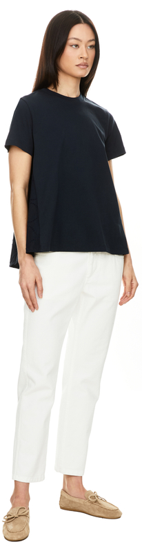 T-Shirt mit Lochstickerei Marineblau