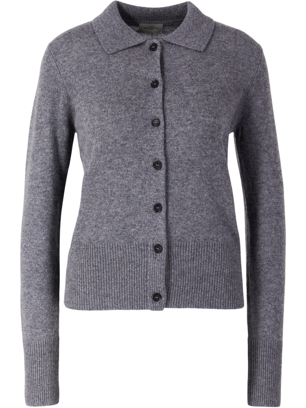 Cashmere-Strickjacke 'Fraga' mit Polokragen Grau
