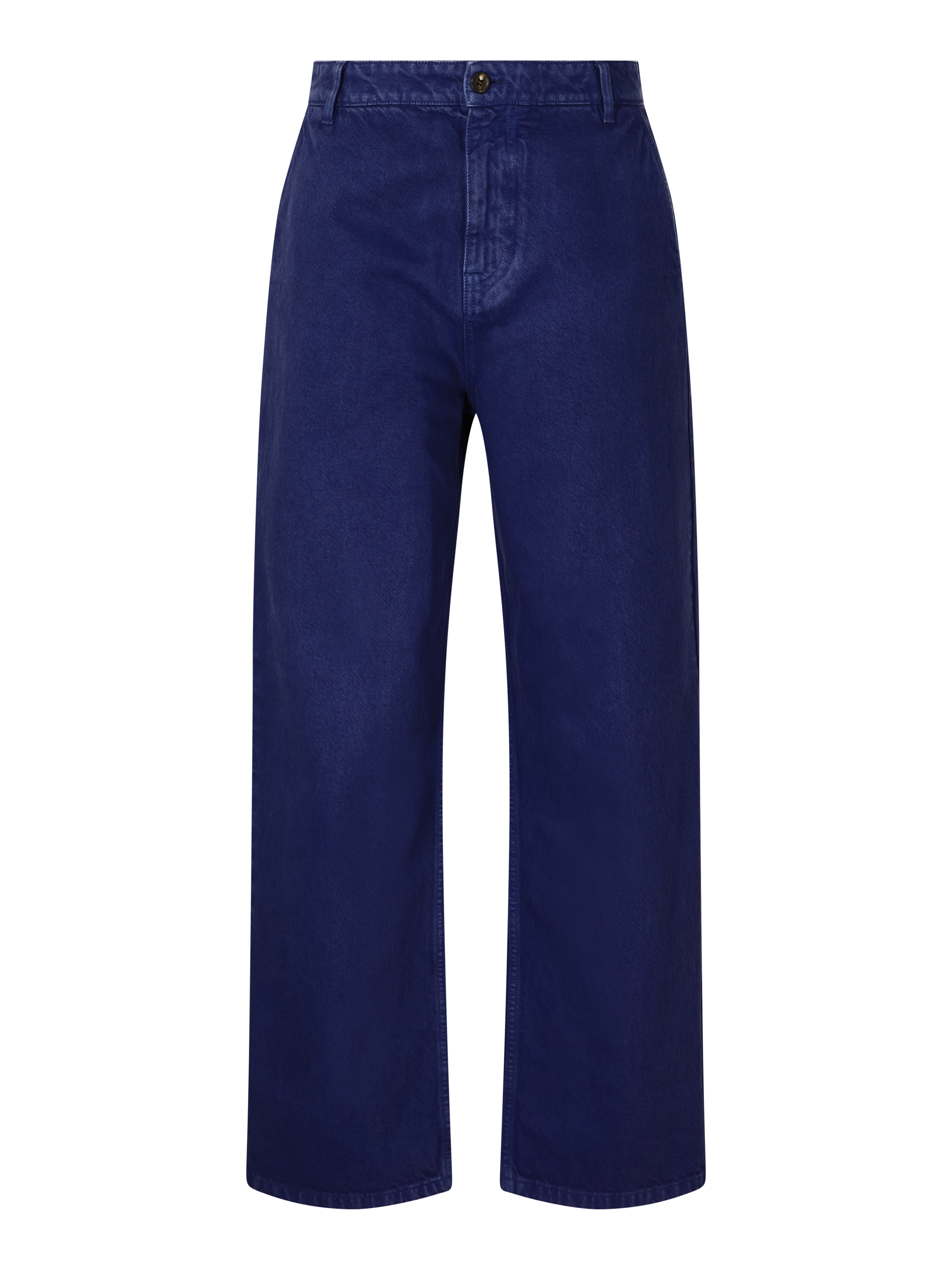 Trousers in garment-dyed gabardine navy blue