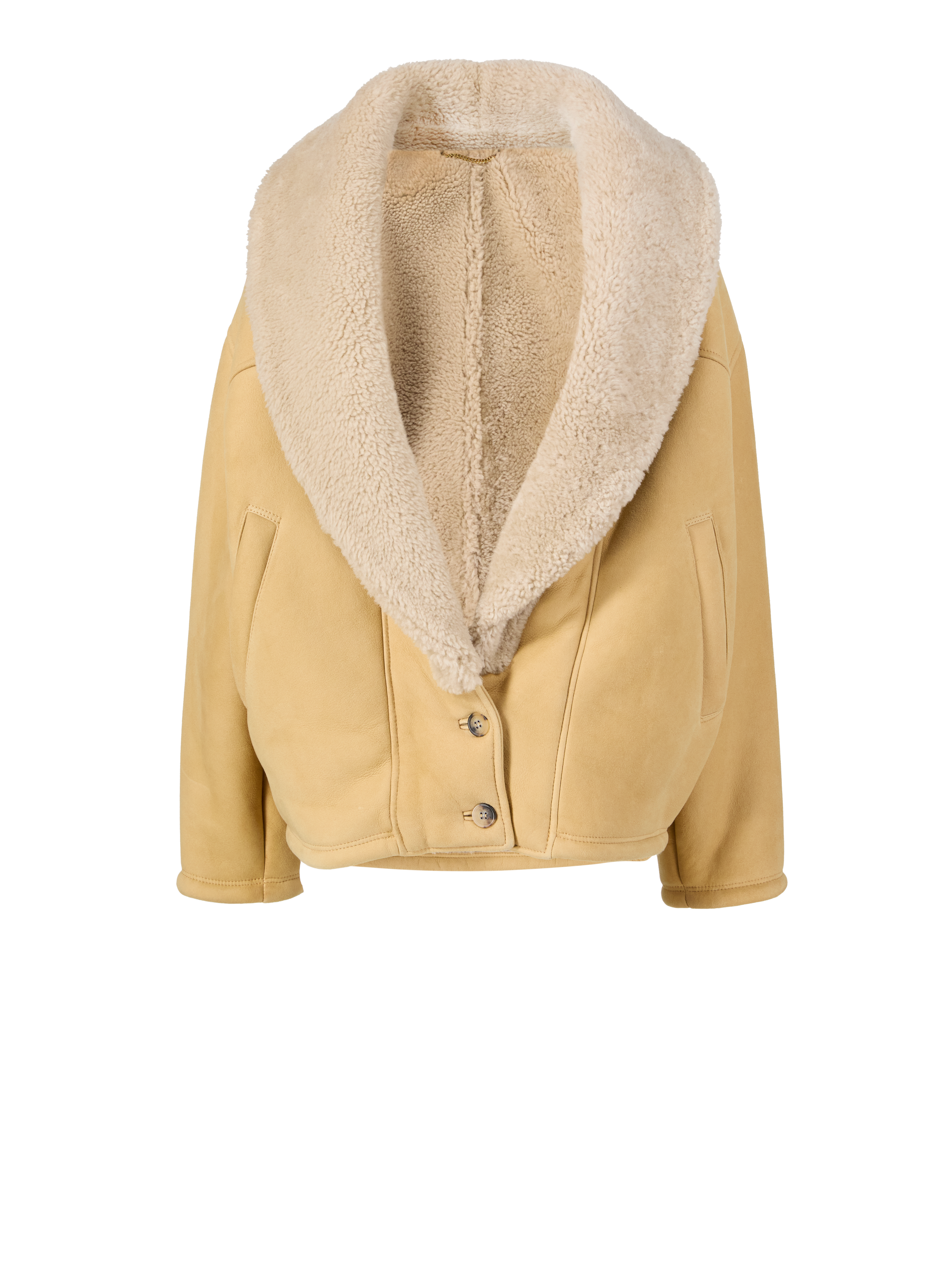 Lammfelljacke mit Schalkragen Beige