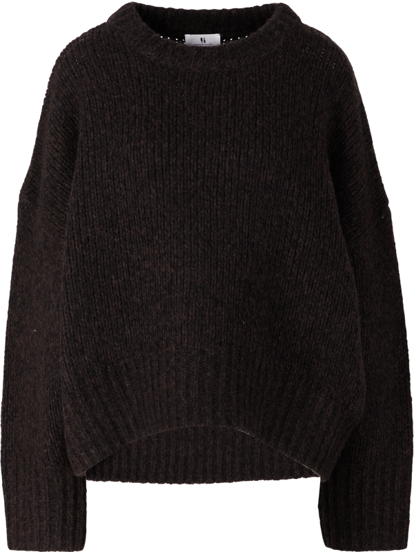 Cashmere-Seidenpullover mit Rundhalsausschnitt Brown Black