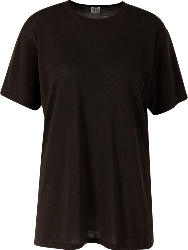 Oversized Kurzarmpullover Dunkelbraun