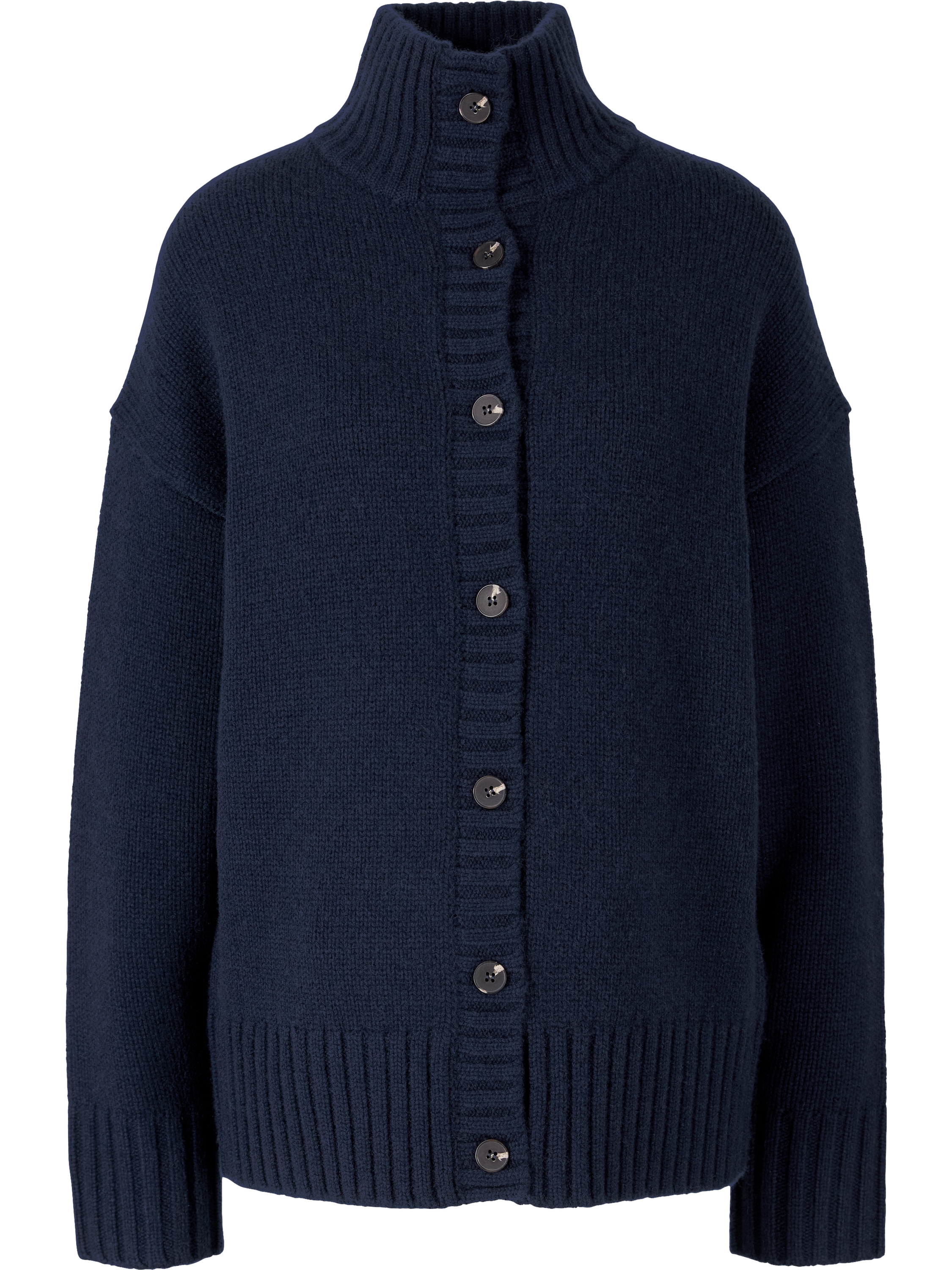 Cashmere-Strickjacke 'Luxe Troyer Cardigan Long' Midnight