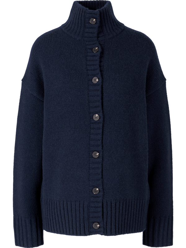 Cashmere-Strickjacke 'Luxe Troyer Cardigan Long' Midnight
