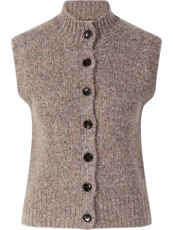 Cashmere-Weste mit Rundhalsausschnitt Beige