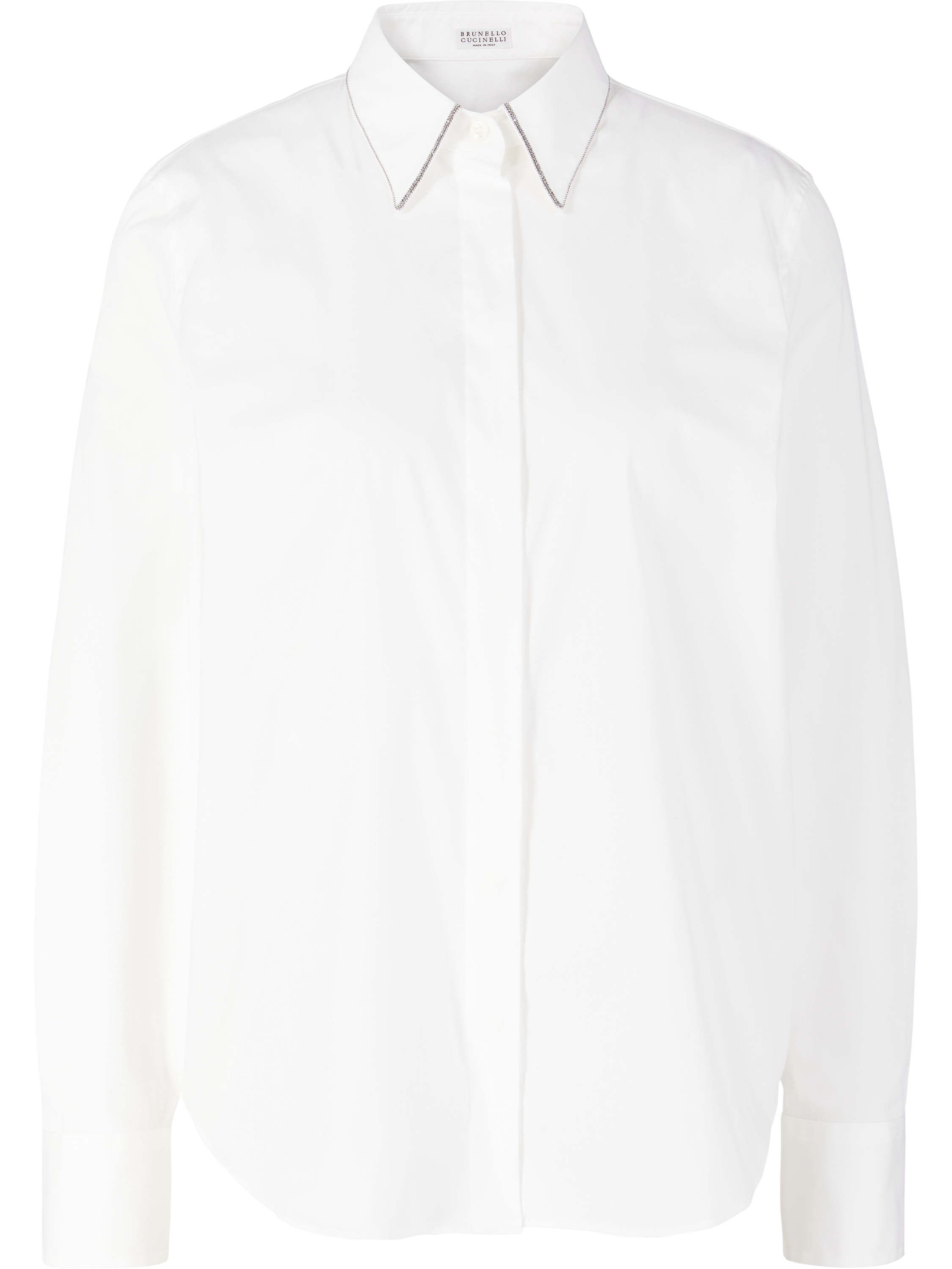 Brunello Cucinelli Bluse mit Monili-Kragen Weiß, Produktansicht – UNGER.DE