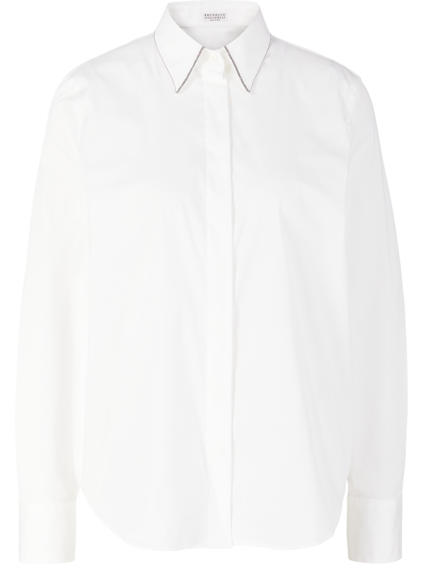 Bluse mit Monili-Kragen Weiß