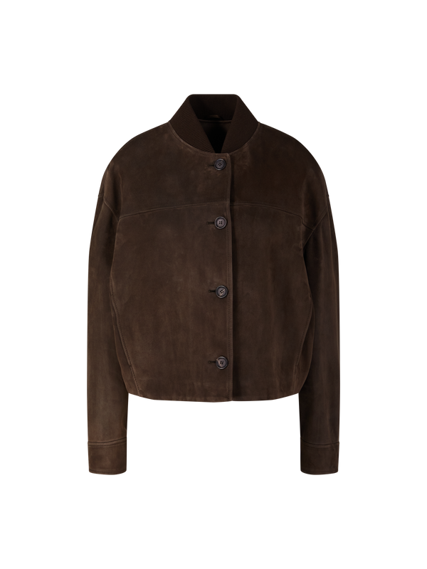 Lammveloursleder-Jacke mit Monili-Perlen Braun