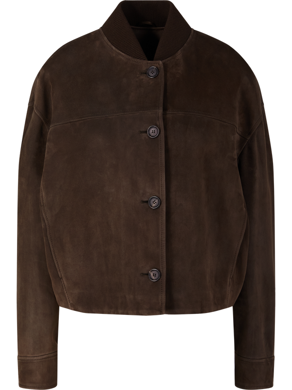 Lamb suede jacket with Monili beads brown
