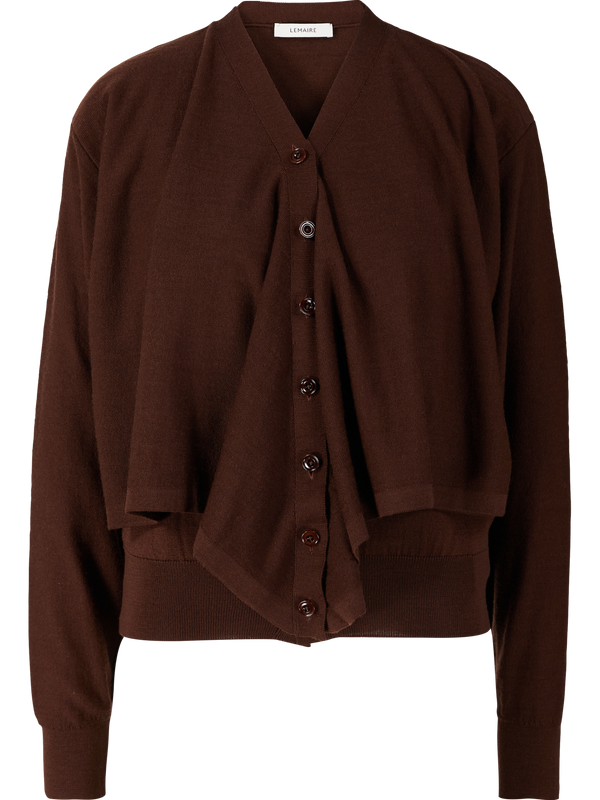 Twisted-Pullover mit V-Ausschnitt Dunkelbraun