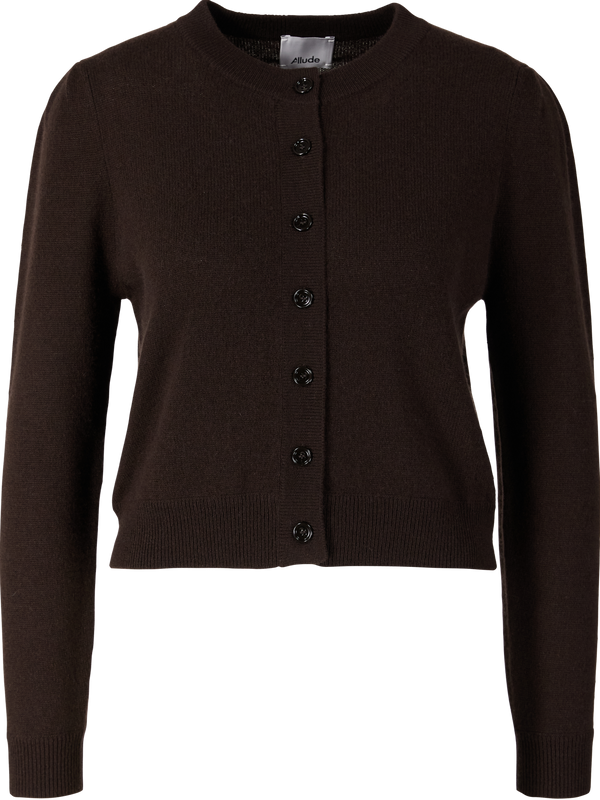 Cropped cashmere cardigan dark brown