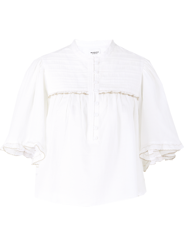 'Douna' short-sleeved blouse in white