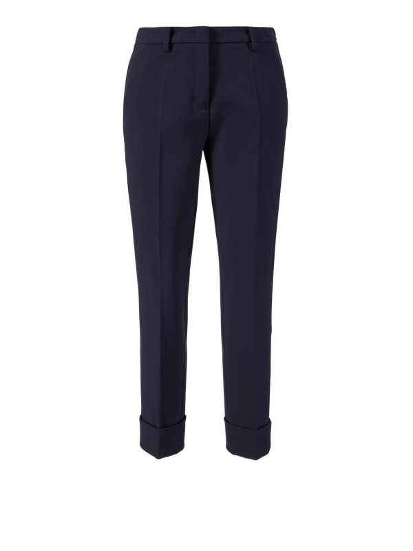 Cropped fabric trousers 'Krystal' Navy Blue