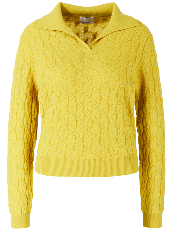 Cashmere-Pullover mit Serafino-Kragen Gelb
