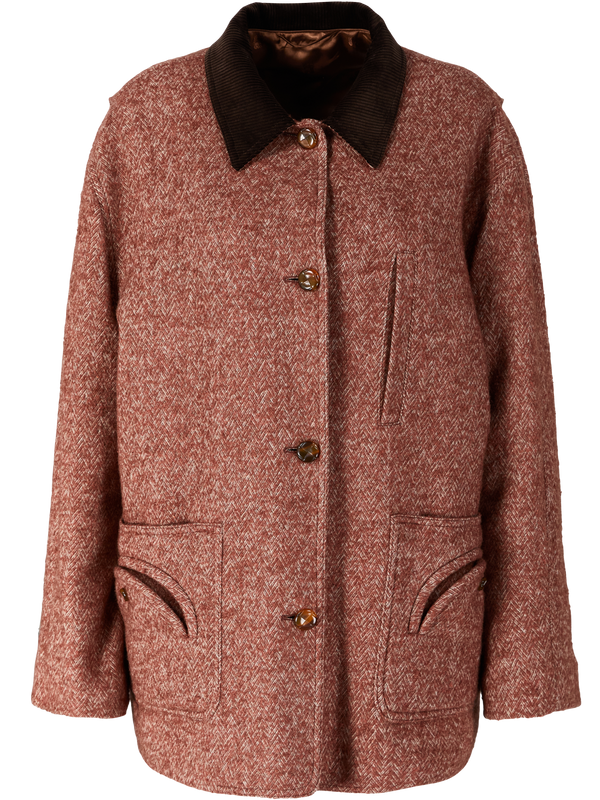 'Moody' jacket with corduroy collar – red