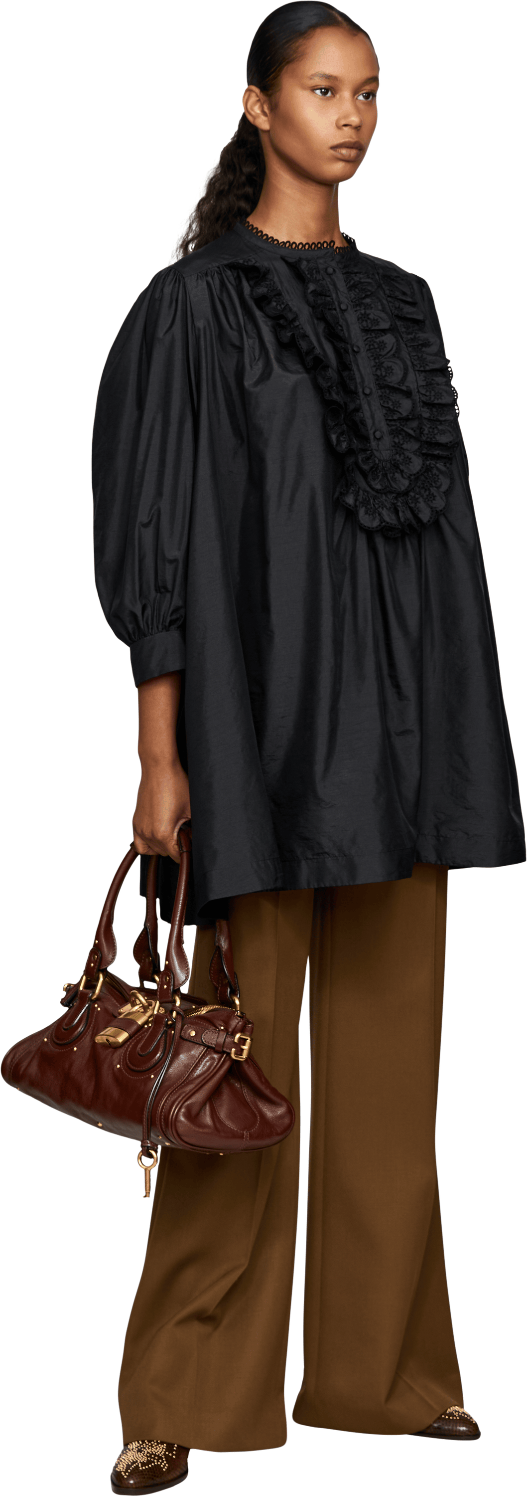Chloé Oversized Taftkleid mit Rüschen Schwarz – UNGER.DE