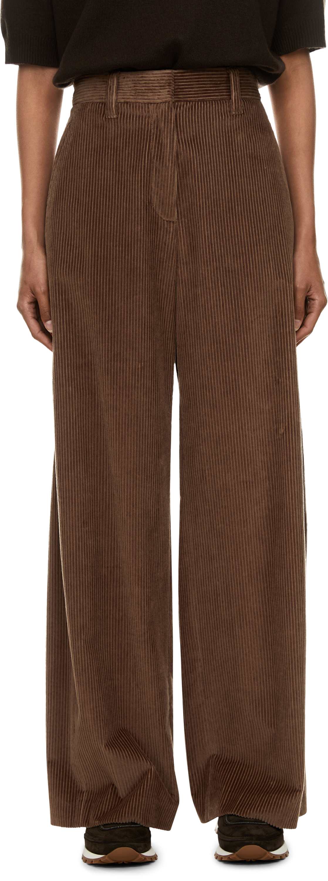 Brunello Cucinelli Wide-Leg aus Cord Braun, Frontansicht – UNGER.DE