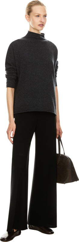 Cashmere stand-up collar jumper with rolled hem anthracite