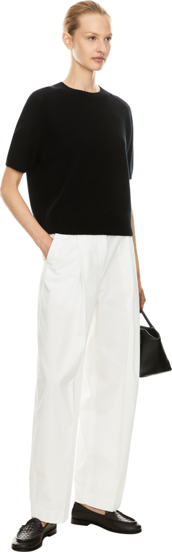 Short-sleeved cashmere crew-neck jumper black