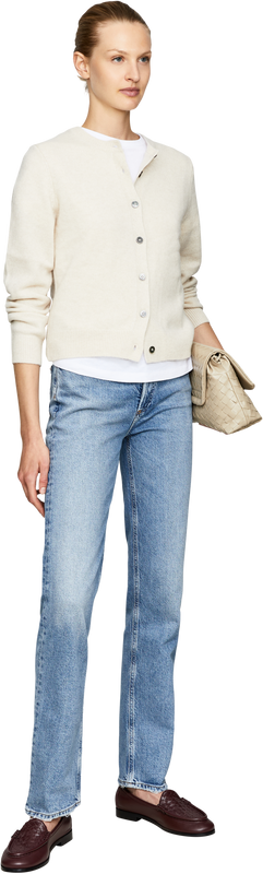 Cropped Cashmere-Strickjacke Vanilla