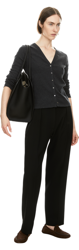 Langarmshirt mit Knopfleiste 'Cresp' Anthrazit