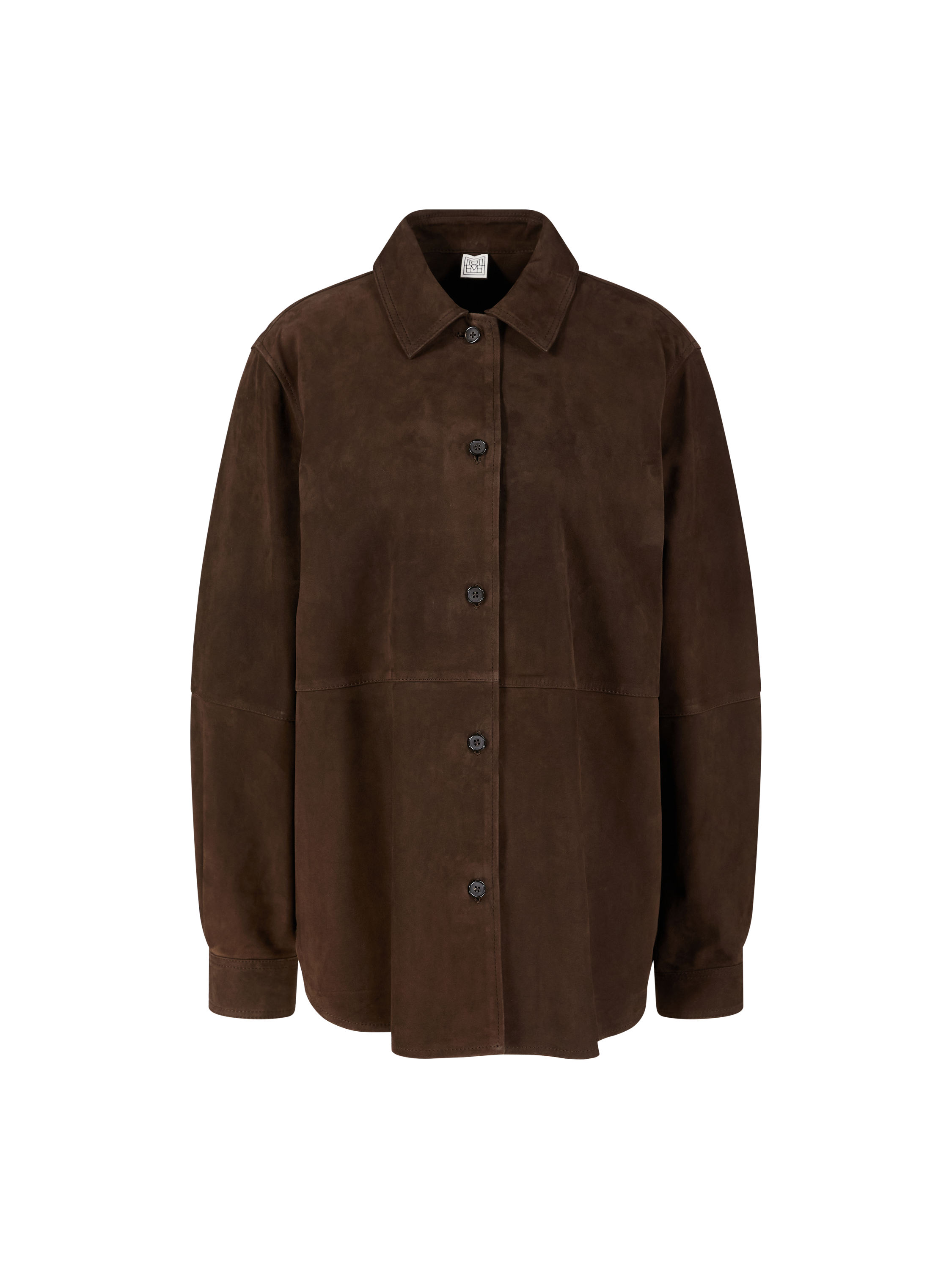 Oversized Hemd aus Veloursleder Dunkelbraun