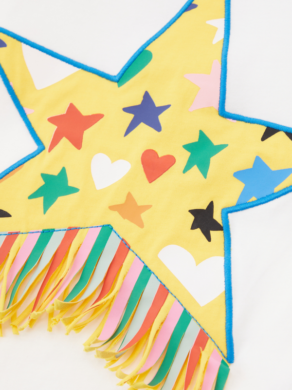 T-Shirt mit Fransen Weiß