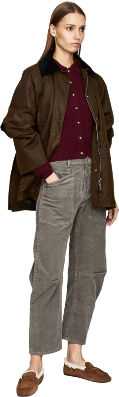 Cashmere-Strickjacke mit Zopfmuster Bordeaux