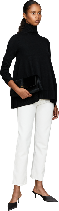 A-line woollen jumper with a roll neck black