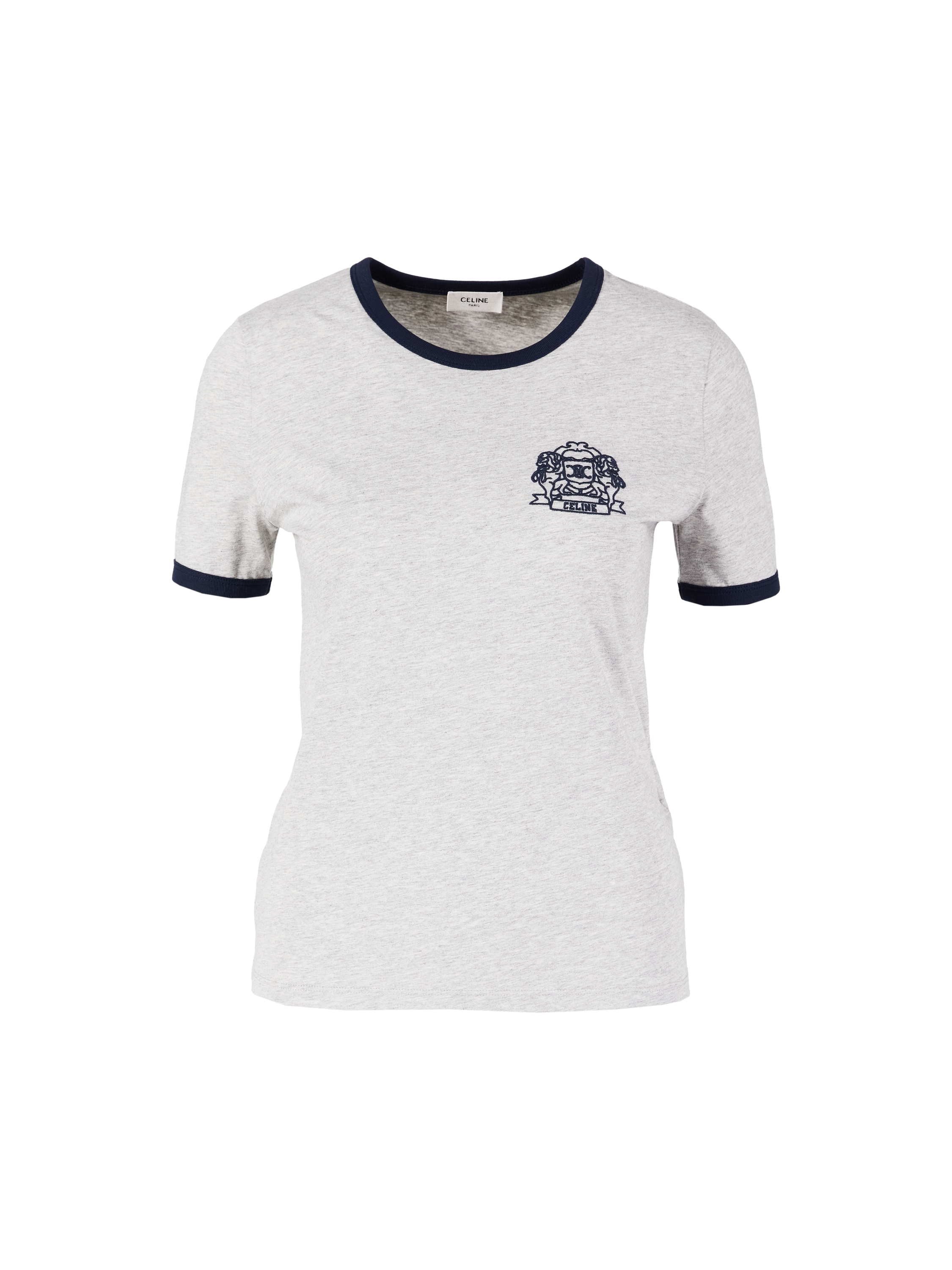 T-Shirt mit Wappen-Stickerei Grau