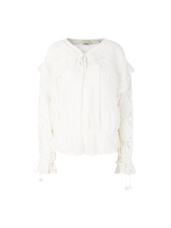 Bluse 'Nowana' mit Lochstickerei Crème