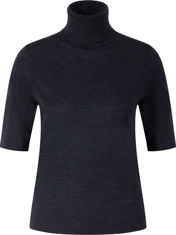 Kurzärmliger Rollkragenpullover aus Schurwolle Anthrazit