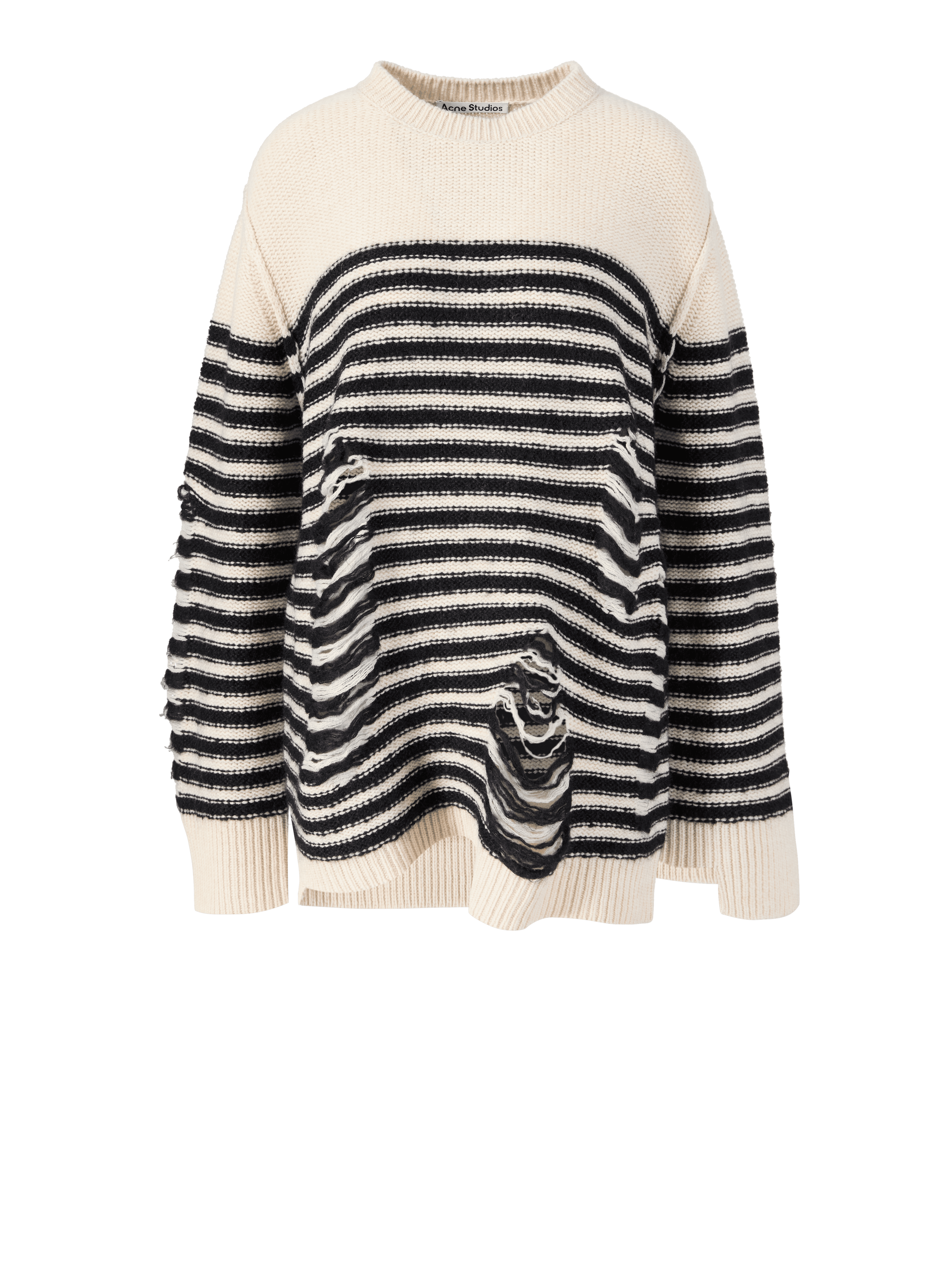 Oversized wool sweater in a used look cream/black