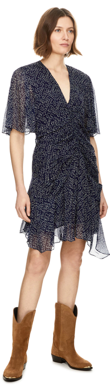 Bedrucktes Minikleid 'Vivienne' aus Musselin Dunkelblau