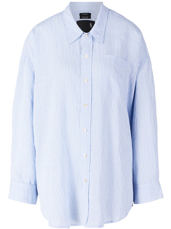 Gestreiftes Oversize-Shirt Hellblau