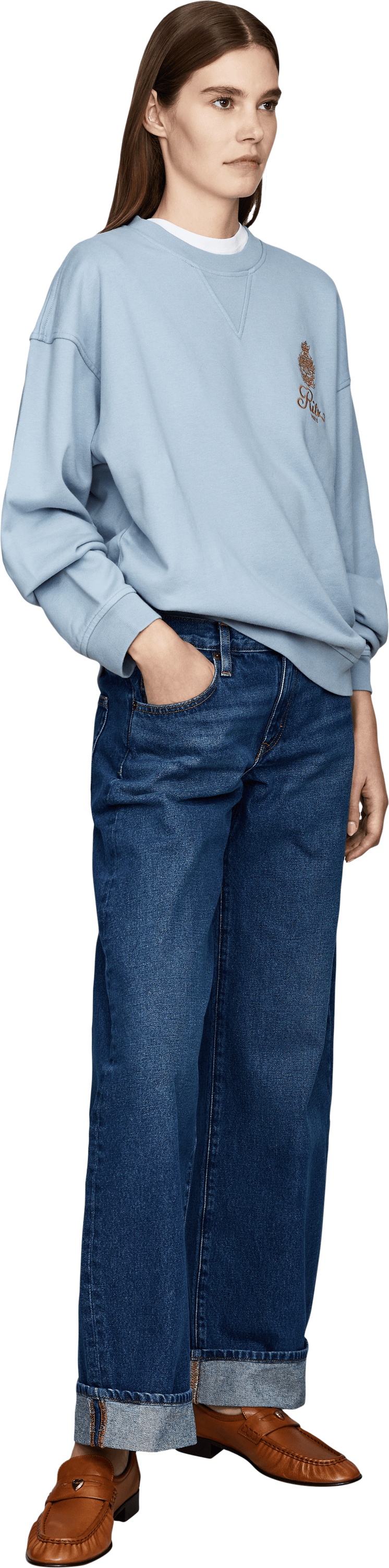 Frame Sweatshirt 'Frame x Ritz Paris' Unisex Hellblau, Modelansicht – UNGER.DE
