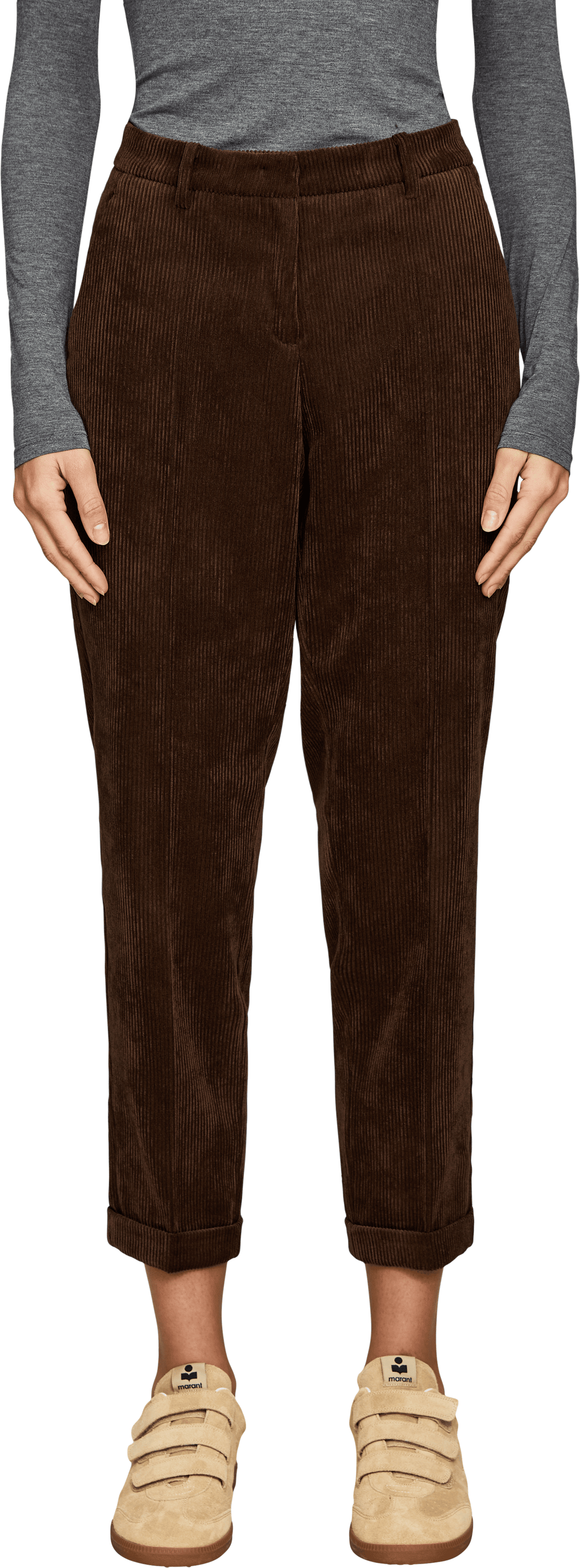 Cambio Cordhose 'Krystal' Dunkelbraun, Frontansicht – UNGER.DE
