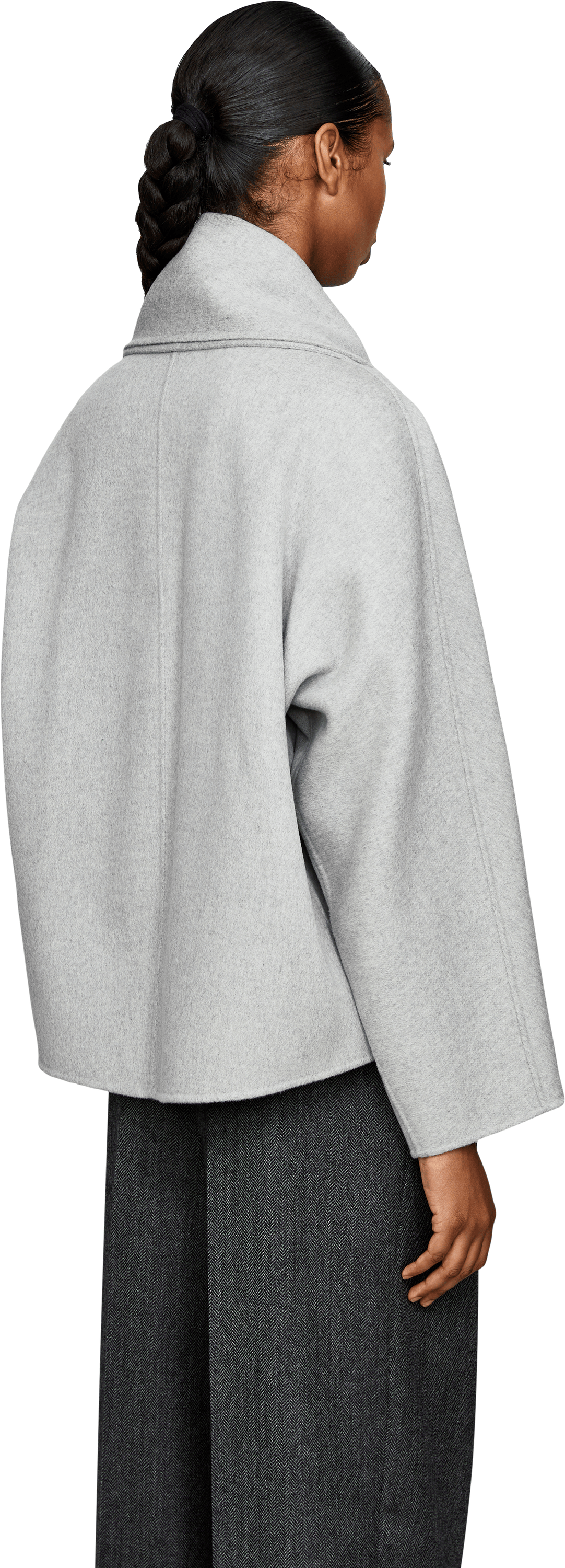 'S Max Mara Wolljacke 'Kate' mit Schal Grau, Rückansicht – UNGER.DE