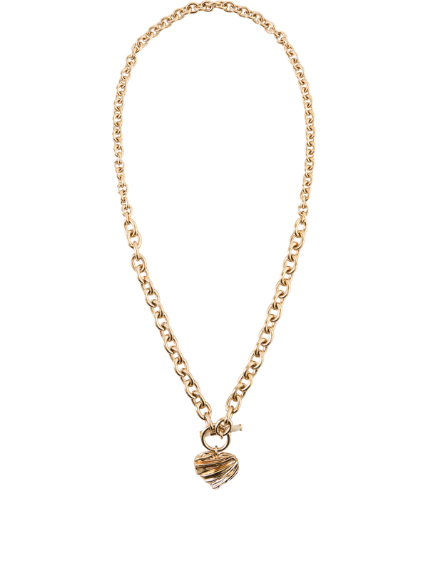 'Pleated Heart' Gold Necklace